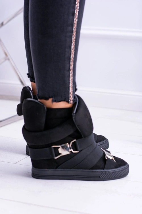 Zamszowe Sneakersy Na Koturnie Lu Boo Czarne