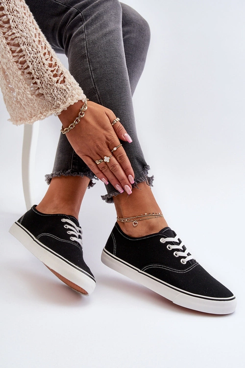 Tenisówki Trampki Damskie Klasyczne Czarne Olvali