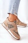 Sportowe Buty Sneakersy Beżowo-Złote Aruba