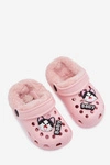 Piankowe Klapki Dziecięce Ocieplane Futerkiem Z Przypinkami Różowe Cerelle