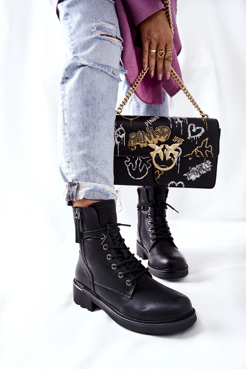 Wysokie Botki Workery Z Suwakami Czarne Maisa