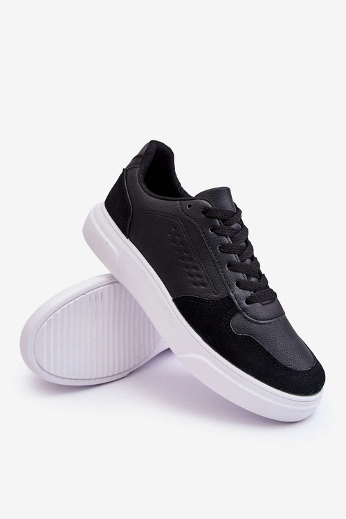 Męskie Buty Sportowe Sznurowane Czarne Castiel