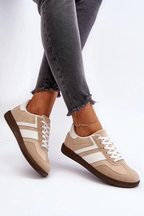 Damskie Niskie Sneakersy Buty Sportowe Beżowe Eudiopis