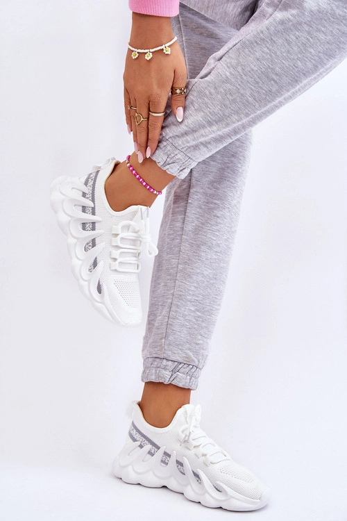 Damskie Modne Skarpetkowe Sneakersy Białe Daxo