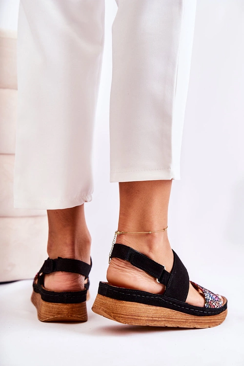 Skórzane Damskie Sandały Maciejka 04142-20 Czarne