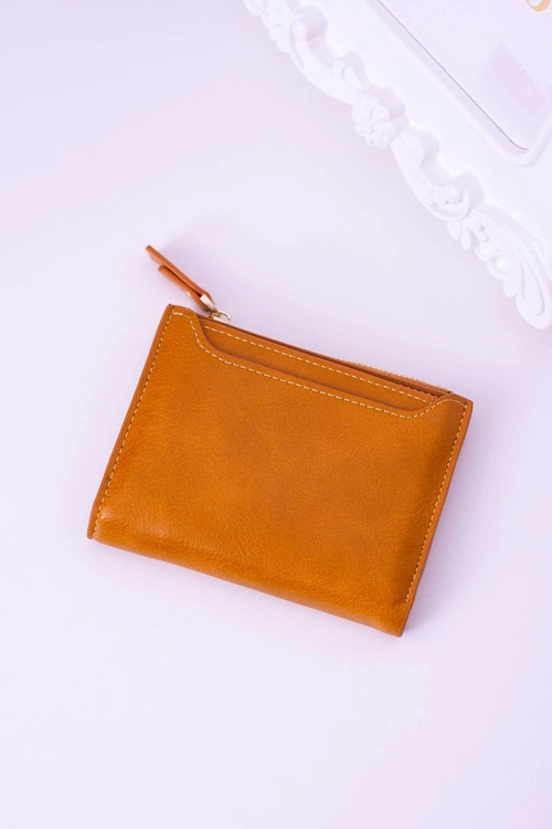 Mały Musztardowy Portfel Damski Złoty Zamek