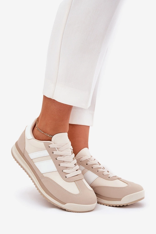 Buty Sportowe Sneakersy Damskie Panterka Beżowe Galabis