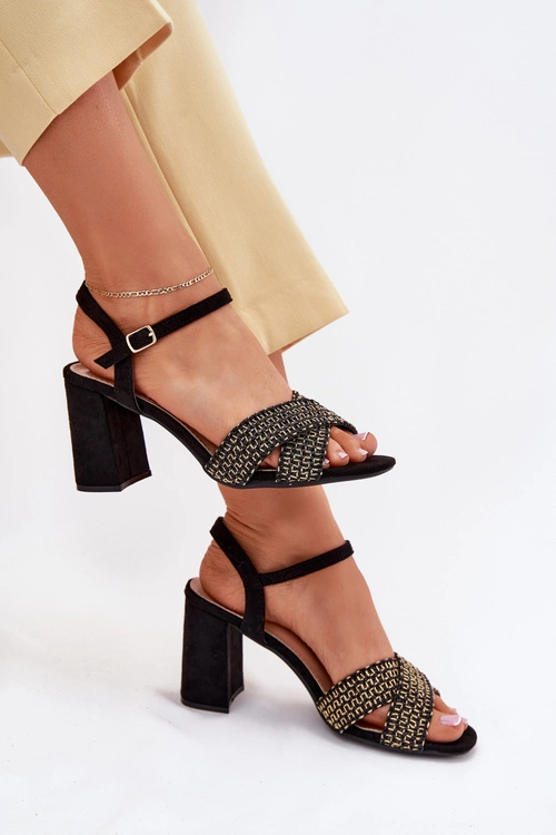 Sandały Damskie Na Słupku Czarne Almera