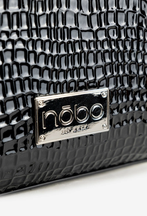 Lakierowana Torebka Z Tłoczonym Wzorem NOBO BAG6150-M20 Czarna