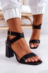 Eleganckie Sandały Na Słupku Czarne Michele
