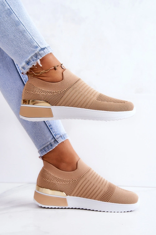 Sportowe Buty Materiałowe Beżowe Lorento