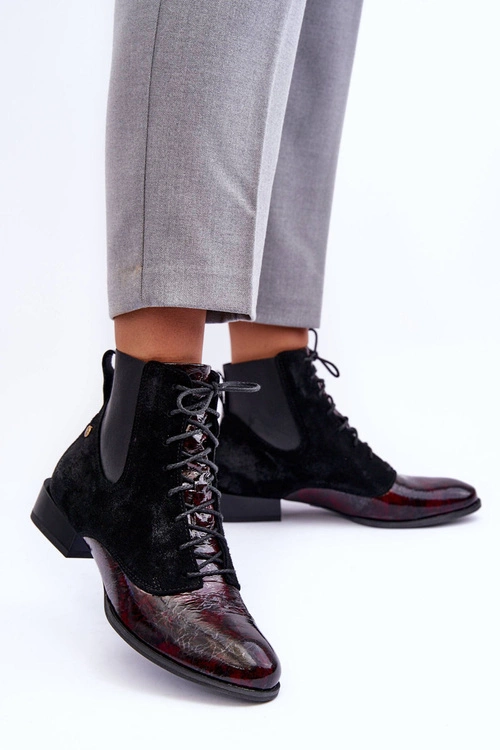 Skórzane Botki Na Płaskim Obcasie Maciejka 06200-08 Czarne