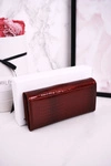 Duży Skórzany Portfel Damski LORENTI Lakierowany Czerwony