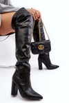 Wysokie Kozaki Damskie Za Kolano Na Słupku Czarne Jeine