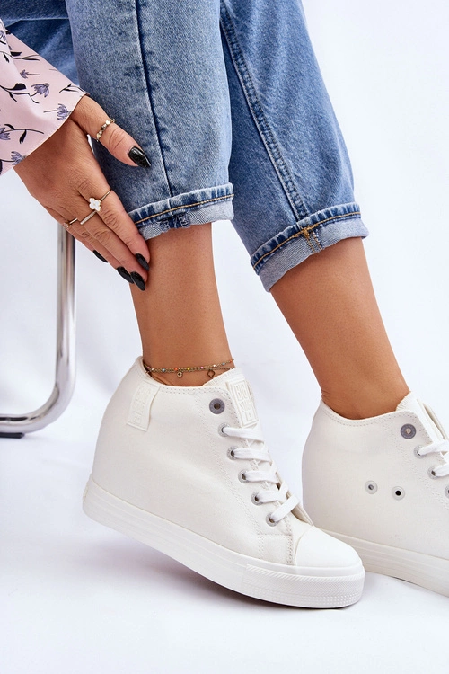 Wysokie Trampki Na Ukrytym Koturnie Big Star LL274035 Białe