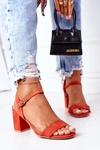 Zamszowe Sandały Na Słupku Pomarańczowe Vanessa