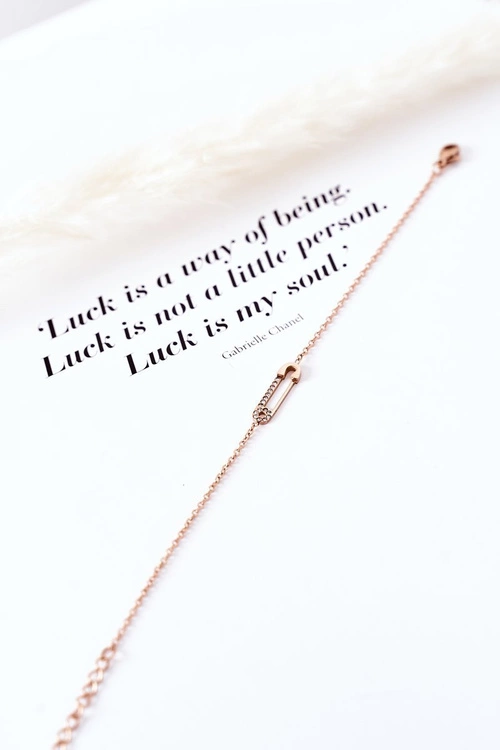 Bransoletka Z Agrafką I Cyrkoniami Różowe Złoto