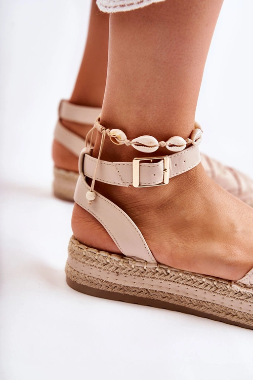 Damskie Espadryle Sandały Na Platformie Beżowe Susane