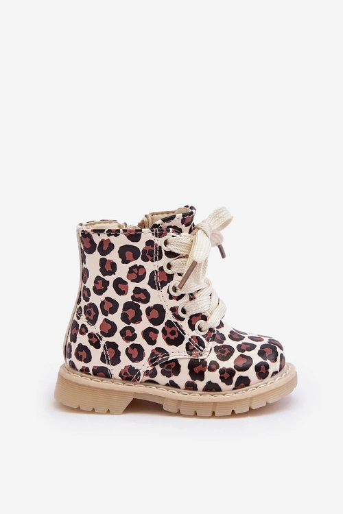 Ocieplane Botki Dziecięce Na Suwak Beżowo-Brązowe Dolida