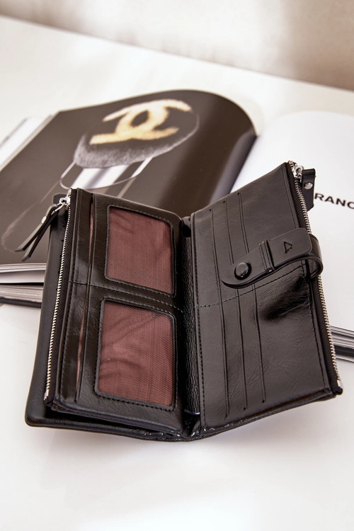 Portfel Damski Z Eko Skóry Czarny Irinda