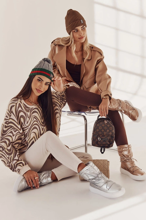 Damskie Ocieplane Śniegowce Big Star KK274195 Srebrne