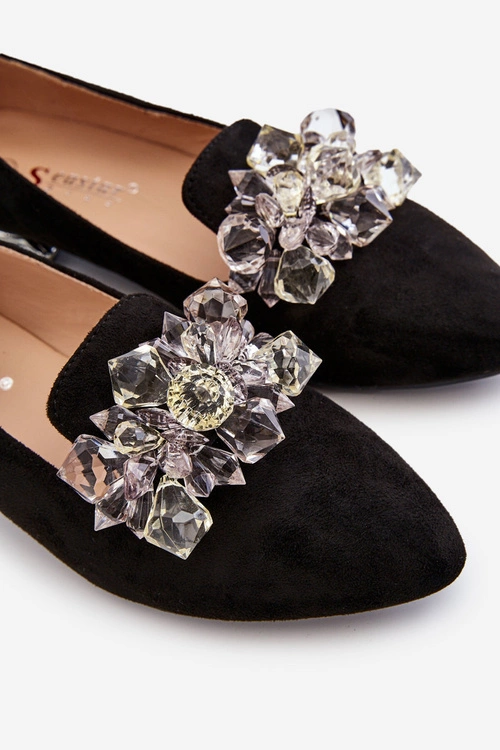 Damskie Mokasyny Z Ozdobami Na Płaskim Obcasie Czarne Sloane