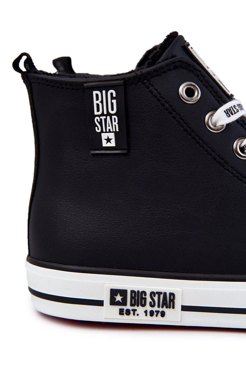 Męskie Wysokie Ocieplane Trampki Big Star KK174346Czarne