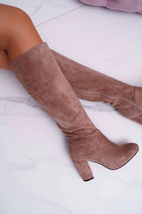 Kozaki Damskie Na Słupku Do Kolana Khaki Mercure