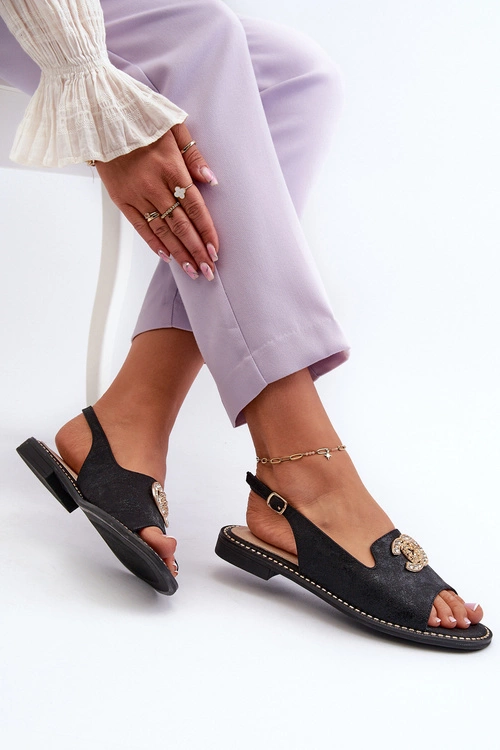 Damskie Sandały Z Ozdobą S.Barski KV27-049 Czarne