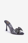 Transparentne Sandały Na Szpilce Z Błyszczącą Kokardą Czarne Viosta 