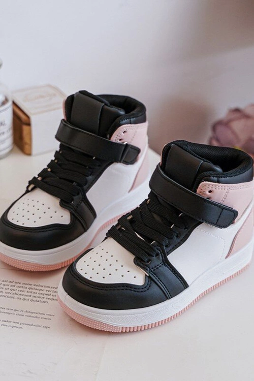 Wysokie Dziecięce Buty Sportowe Biało-Różowe Teredite