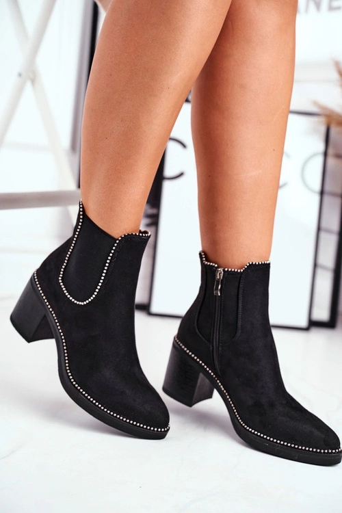 Botki Damskie Na Obcasie Czarne Let Me