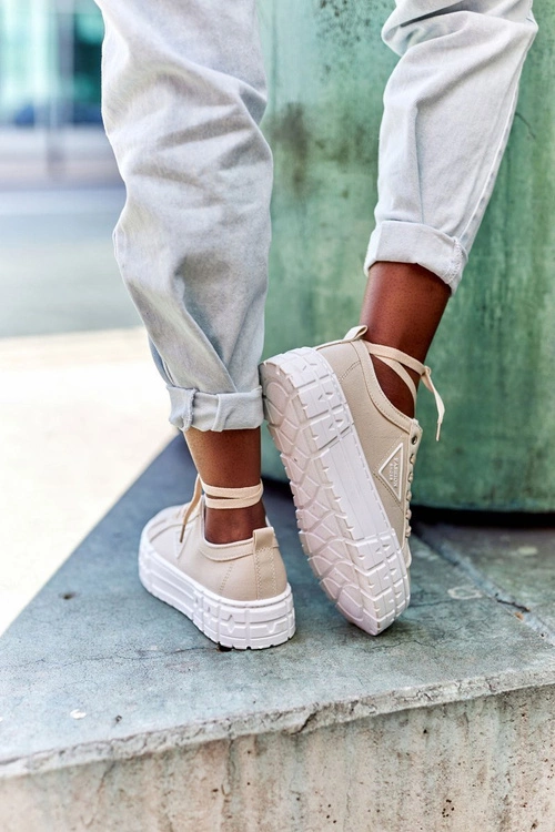 Damskie Tenisówki Na Platformie Beżowe Big City Life