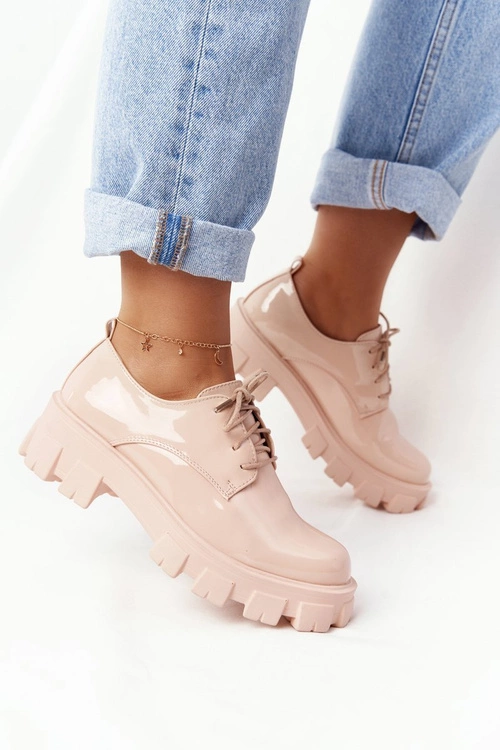 Damskie Półbuty Oxfordy Na Platformie Nude Imogen