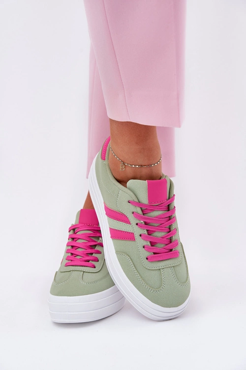 Stylowe Sneakersy Damskie Na Platformie Zielone Silavia