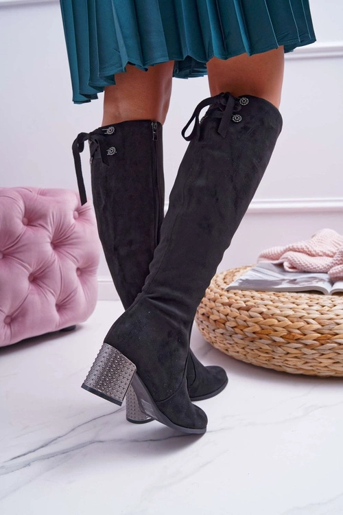 Kozaki Damskie Na Słupku Zamszowe Ocieplane Yonas