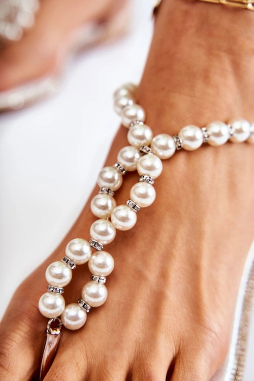 Modne Sandały Japonki Z Perłami Różowe Złoto Isalia