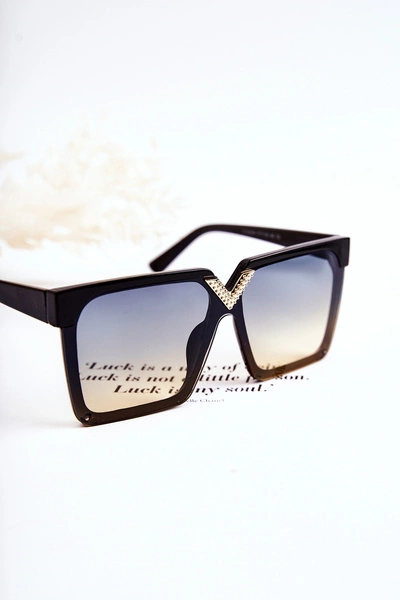 Kwadratowe Okulary Przeciwsłoneczne Ombre V130044 Czarno-Niebieskie