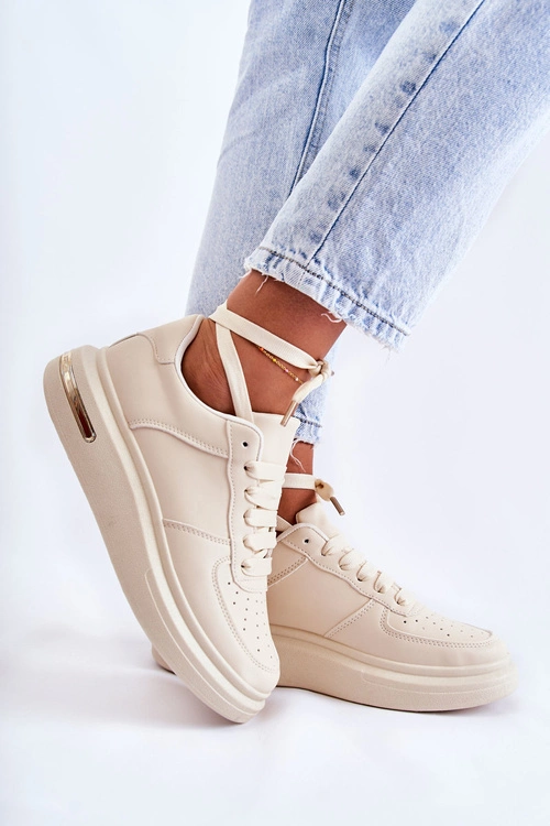 Klasyczne Skórzane Buty Sportowe Beżowe Jennys