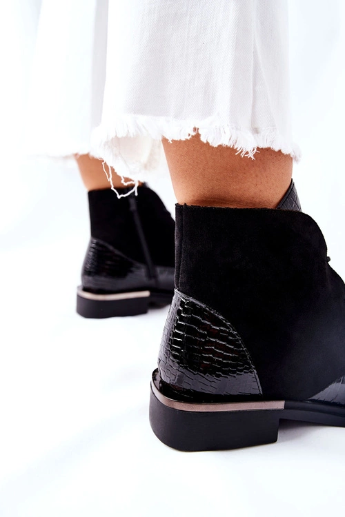 Zamszowe Botki Ocieplane Sergio Leone BT401 Czarne