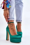 Modne Czółenka Na Wysokim Słupku Zielone Hayden