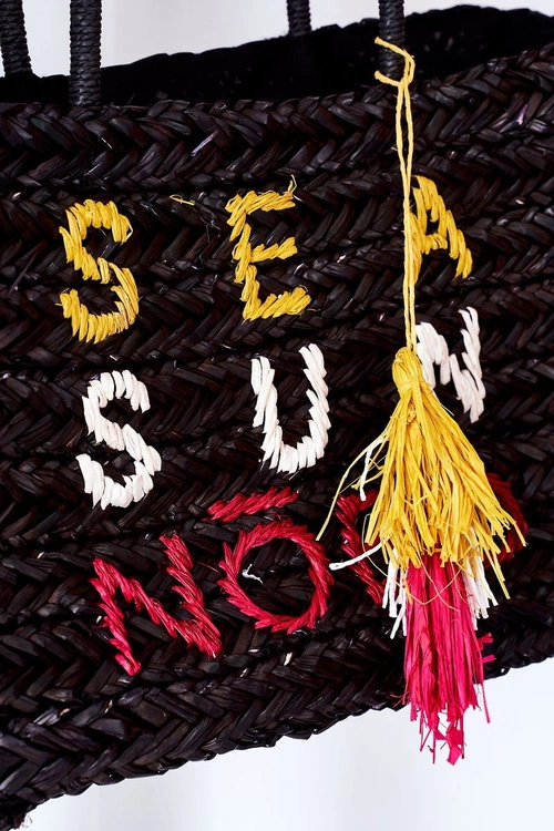 Pleciona Torebka Shopper Na Plażę NOBO XK0410 Czarna