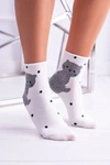 Damskie Skarpetki Białe Z Kotkiem