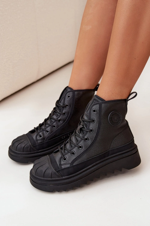 Wysokie Trampki Damskie Ocieplane Big Star OO274A355 Czarne