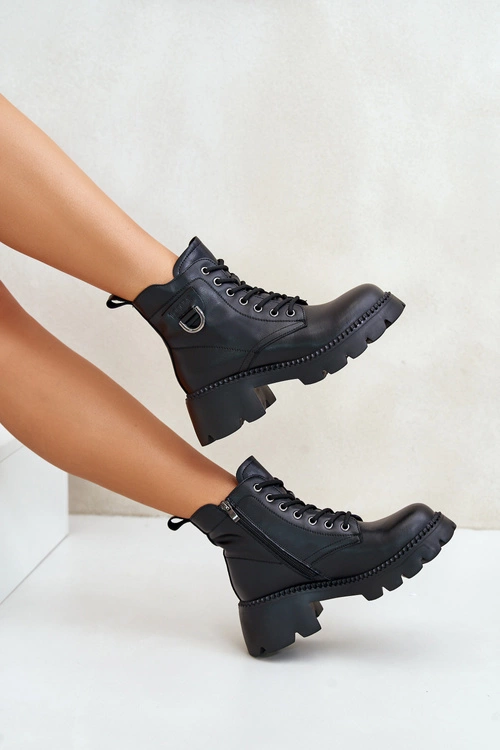 Ocieplane Botki Damskie Ze Skóry Naturalnej Vinceza 41460 Czarne