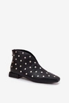 Botki Damskie Na Delikatnym Obcasie Ze Srebrnym Zdobieniem Czarne Rosalind 