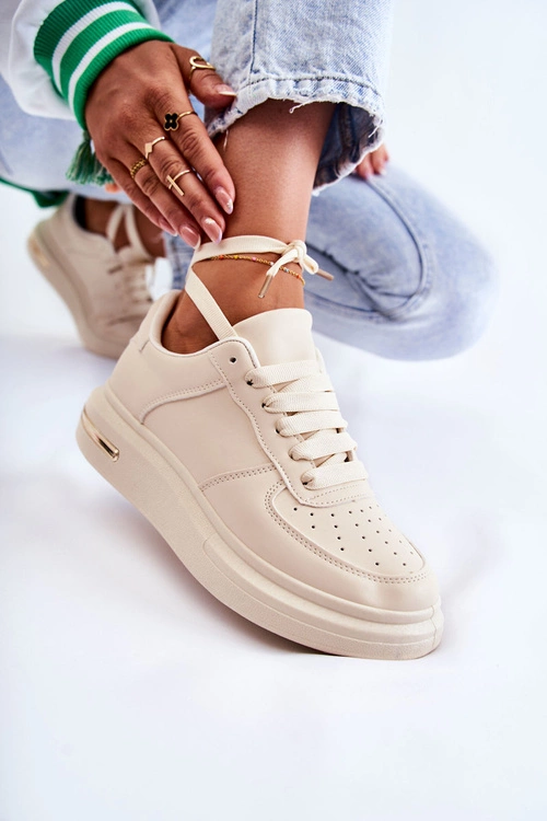 Klasyczne Skórzane Buty Sportowe Beżowe Jennys