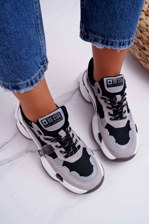 Damskie Sportowe Obuwie Big Star by Daniel Lopez Szare FF274427