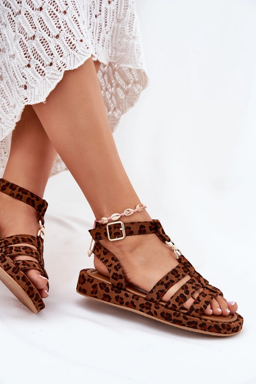 Sandały Damskie Na Platformie Ze Złotym Detalem Panterka Kartia