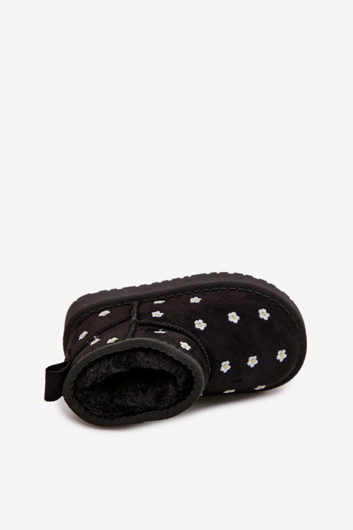 Śniegowce Dziecięce Z Kwiatuszkami Czarne Gracina